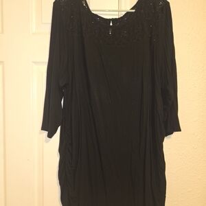 Motherhood Black Maternity Dress/long Top with Lace